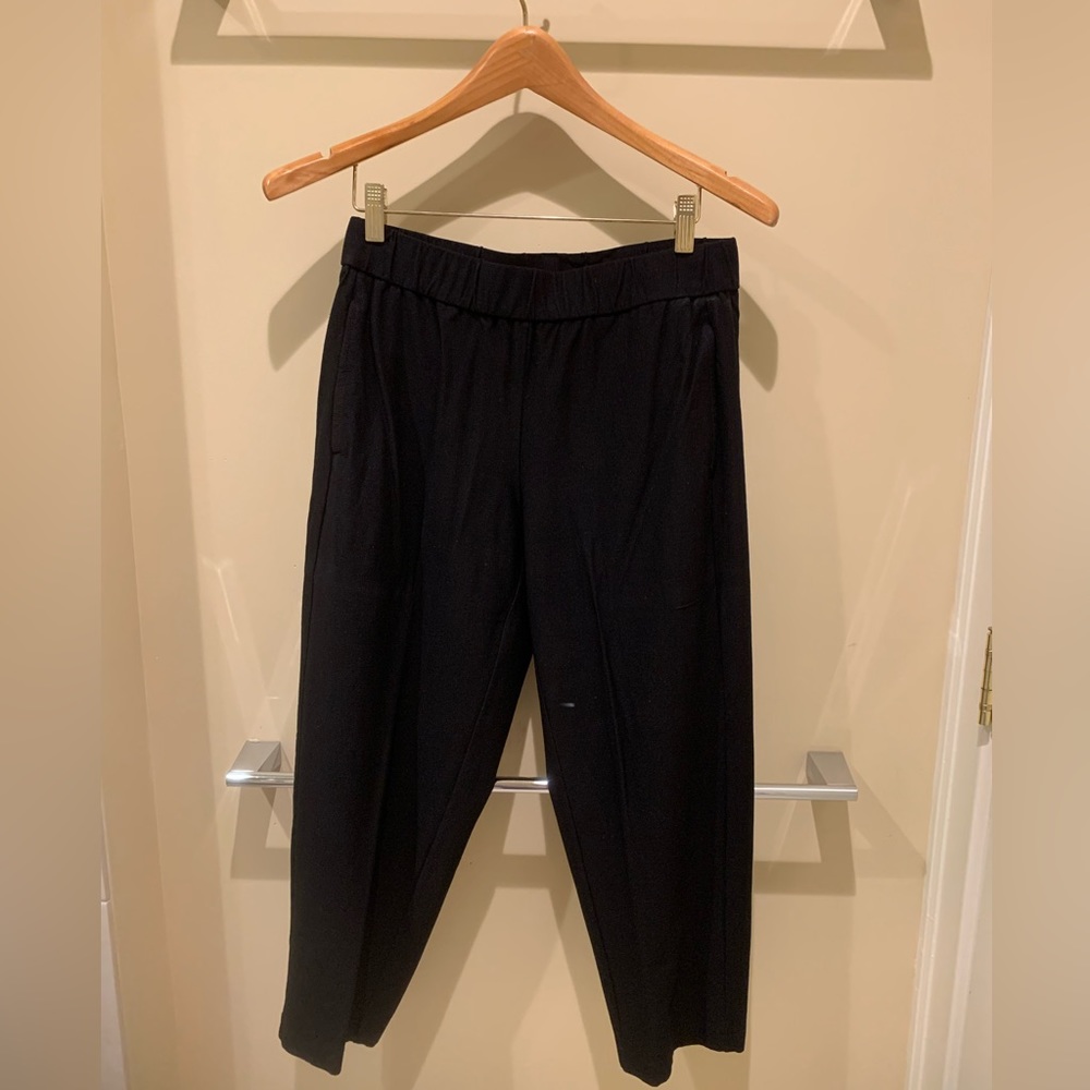 Eileen Fisher Petite Cropped Crepe Stretch Pants Black Size SP
